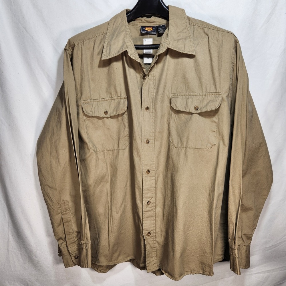 Vintage‎ Route 66 Mens Shirt Size 2X Long Sleeve Button Down Beige 100% Cotton